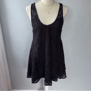 NWT Free People Black Crochet Lace Sleeveless Mini Dress Size XS